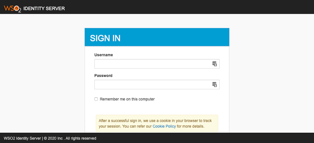 WSO2 Login page example